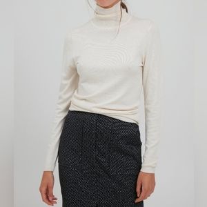 Ichi Ihmafa RN Mock Neck Turtleneck Sweater Ivory White S
